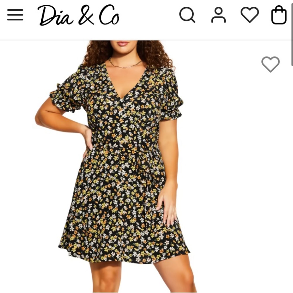 CCX City Chic Short Sleeve V-Neck Dress 24 NWT Adeline Dress in Ditsy Bloom